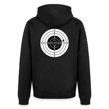 Ziel - Unisex Premium Bio Zip Hoodie - Schwarz - Hinten - Nico (187cm)