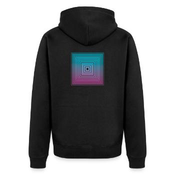 Square - Unisex Premium Organic Zip Hoodie - black - Back - Nico (187cm)
