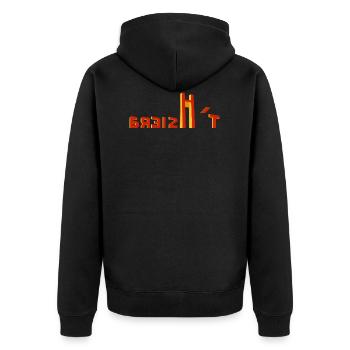 Clear Breizh'T text - Unisex Premium Organic Zip Hoodie - black - Back - Nico (187cm)