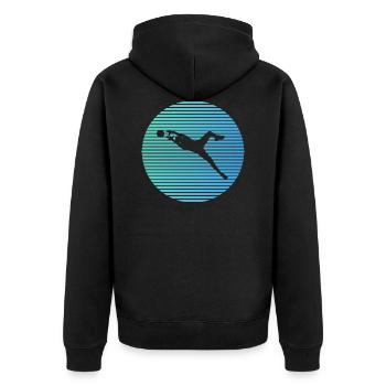 Torwart - Unisex Premium Bio Zip Hoodie - Schwarz - Hinten - Nico (187cm)