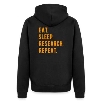 Eat Sleep Research Repeat Phd Geschenk - Unisex Premium Bio Zip Hoodie - Schwarz - Hinten - Nico (187cm)