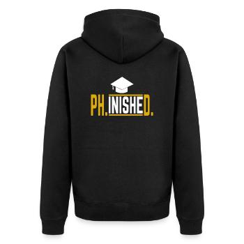 Phinished Phd Doktor Abschluss Geschenk 1 - Unisex Premium Bio Zip Hoodie - Schwarz - Hinten - Nico (187cm)