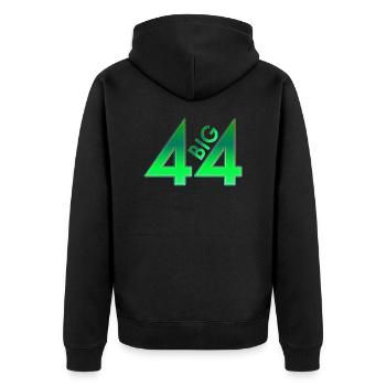 Big 44 - Unisex Premium Bio Zip Hoodie - Schwarz - Hinten - Nico (187cm)