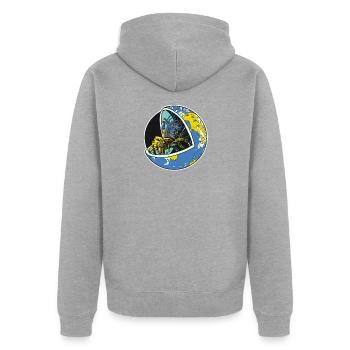 Spider Earth - Unisex Premium Bio Zip Hoodie - Grau meliert - Hinten - Nico (187cm)