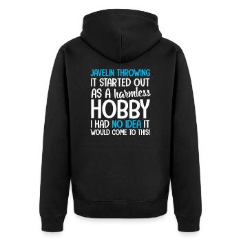 Javelin Throwing Javelin Throwing - Unisex Premium Organic Zip Hoodie - black - Back - Nico (187cm)