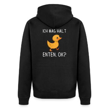 Ich mag halt Enten ok Geschenk - Unisex Premium Bio Zip Hoodie - Schwarz - Hinten - Nico (187cm)