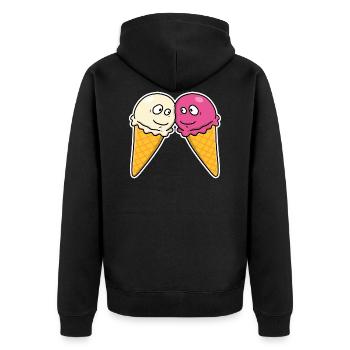 Verliebt in Eis Creme - Unisex Premium Bio Zip Hoodie - Schwarz - Hinten - Nico (187cm)