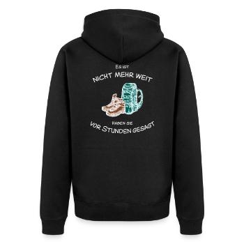 Lustiges Design wandern Berge für Wanderer - Unisex Premium Bio Zip Hoodie - Schwarz - Hinten - Nico (187cm)