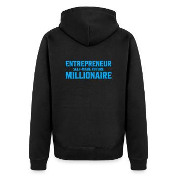 Entrepreneur self-made future Millionare Geschenk - Unisex Premium Bio Zip Hoodie - Schwarz - Hinten - Nico (187cm)