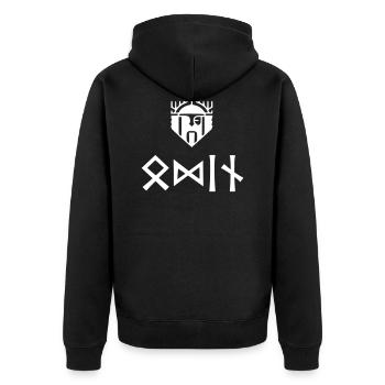 Odin - Unisex Premium Bio Zip Hoodie - Schwarz - Hinten - Nico (187cm)