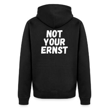 not your Ernst - Unisex Premium Bio Zip Hoodie - Schwarz - Hinten - Nico (187cm)
