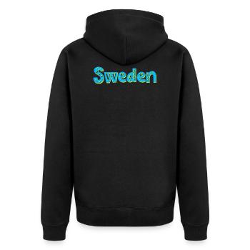 Schweden - Unisex Premium Bio Zip Hoodie - Schwarz - Hinten - Nico (187cm)