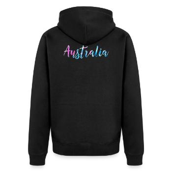 Pour tous ceux qui aiment l'Australie - Veste à capuche bio Premium Unisexe - noir - Dos - Nico (187cm)