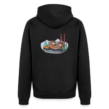 Hiking boots mountain boots mountains sticks - Unisex Premium Organic Zip Hoodie - black - Back - Nico (187cm)