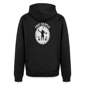 Latein - Ergo Bibamus - Unisex Premium Bio Zip Hoodie - Schwarz - Hinten - Nico (187cm)