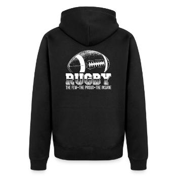 Énonciations rubgy | Cadeaux d'équipe de joueurs de sport - Veste à capuche bio Premium Unisexe - noir - Dos - Nico (187cm)