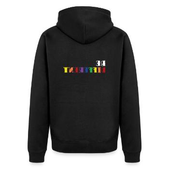 Be Different LGBT Gay Pride Geschenk - Unisex Premium Bio Zip Hoodie - Schwarz - Hinten - Nico (187cm)