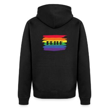 Pride Gay LGBT Parade Geschenk - Unisex Premium Bio Zip Hoodie - Schwarz - Hinten - Nico (187cm)