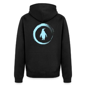 Pinguin - Unisex Premium Bio Zip Hoodie - Schwarz - Hinten - Nico (187cm)