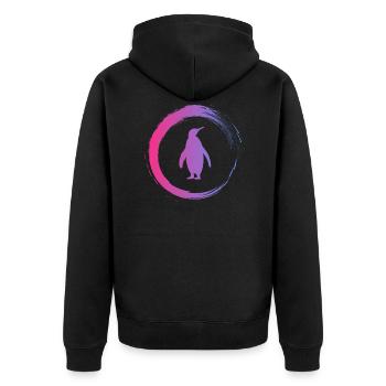 Pinguin - Unisex Premium Bio Zip Hoodie - Schwarz - Hinten - Nico (187cm)