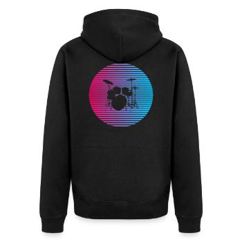 Ich mag die Drums - Unisex Premium Bio Zip Hoodie - Schwarz - Hinten - Nico (187cm)