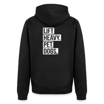 Lift Heavy Pet Dogs Gym Dog Gift - Unisex Premium Organic Zip Hoodie - black - Back - Nico (187cm)