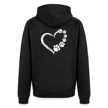 Süßer Hund Welpen Hemd Hunde Pfote Print Herz - Unisex Premium Bio Zip Hoodie - Schwarz - Hinten - Nico (187cm)