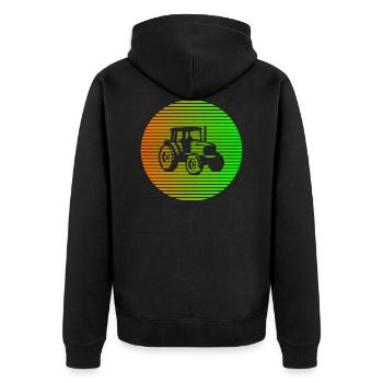 tractor - Unisex Premium Organic Zip Hoodie - black - Back - Nico (187cm)