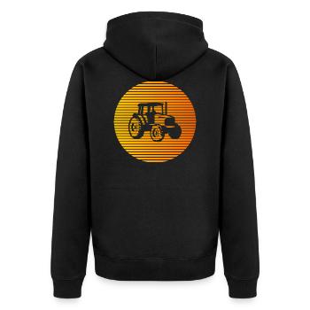 tractor - Unisex Premium Organic Zip Hoodie - black - Back - Nico (187cm)