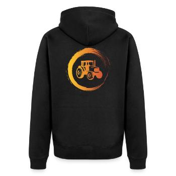 tractor - Unisex Premium Organic Zip Hoodie - black - Back - Nico (187cm)