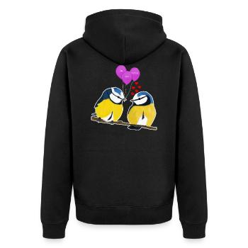 jz.birds valentine's day blue tit bird illustration - Unisex Premium Organic Zip Hoodie - black - Back - Nico (187cm)