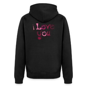 Ich liebe dich - Unisex Premium Organic Zip Hoodie - black - Back - Nico (187cm)