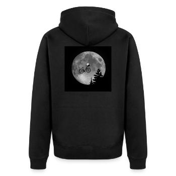 E.T. MauMauCat - Unisex Premium Organic Zip Hoodie - black - Back - Nico (187cm)