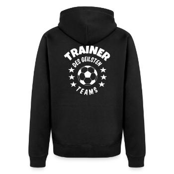 Trainer des geilsten Teams Fußball - Unisex Premium Bio Zip Hoodie - Schwarz - Hinten - Nico (187cm)