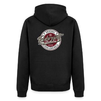 Ruhrpott - original Kohlenkind - Unisex Premium Bio Zip Hoodie - Schwarz - Hinten - Nico (187cm)