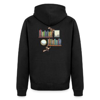 Étagère livre livres écureuil - Veste à capuche bio Premium Unisexe - noir - Dos - Nico (187cm)