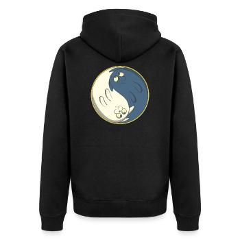 Cats ying yang - Unisex Premium Organic Zip Hoodie - black - Back - Nico (187cm)
