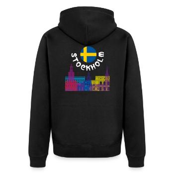 Stockholm - Unisex Premium Bio Zip Hoodie - Schwarz - Hinten - Nico (187cm)
