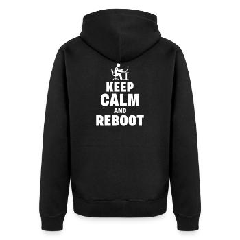 Keep Calm and Reboot Admin Sysadmin gift - Unisex Premium Organic Zip Hoodie - black - Back - Nico (187cm)
