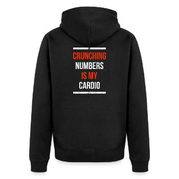 Crunching Numbers is my Cardio Buchhalter Geschenk - Unisex Premium Bio Zip Hoodie - Schwarz - Hinten - Nico (187cm)