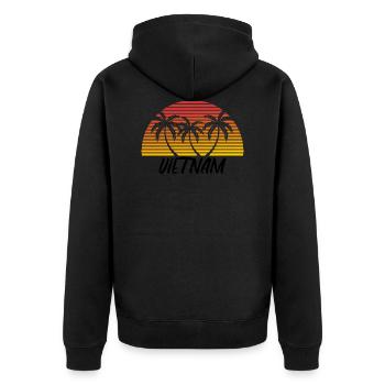 Vietnam - Unisex Premium Bio Zip Hoodie - Schwarz - Hinten - Nico (187cm)