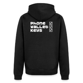 Téléphone portefeuille clés cadeau téléphone portable smartphone - Veste à capuche bio Premium Unisexe - noir - Dos - Nico (187cm)