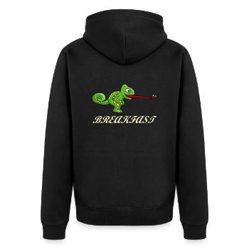 Frühstück Reptil - Unisex Premium Bio Zip Hoodie - Schwarz - Hinten - Nico (187cm)