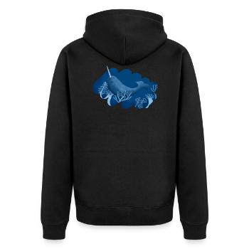 deep sea magic Narwal - Unisex Premium Bio Zip Hoodie - Schwarz - Hinten - Nico (187cm)