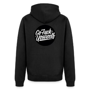 Go fuck yourself - Shirt print Font Typo - Unisex Premium Bio Zip Hoodie - Schwarz - Hinten - Nico (187cm)