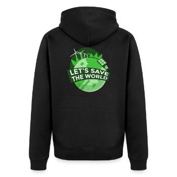 Welt retten Erneuerbare Energien Solar Windrad - Unisex Premium Bio Zip Hoodie - Schwarz - Hinten - Nico (187cm)