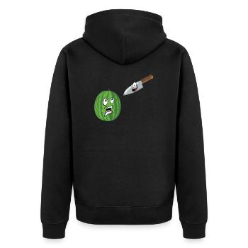 Wassermelone Comic - Unisex Premium Bio Zip Hoodie - Schwarz - Hinten - Nico (187cm)