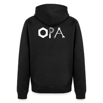 Opa Großvater T-Shirt Geschenk Handwerker - Unisex Premium Bio Zip Hoodie - Schwarz - Hinten - Nico (187cm)
