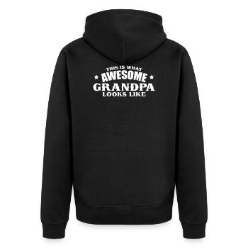 This Is What Awesome Grandpa Looks Like Opa - Unisex Premium Bio Zip Hoodie - Schwarz - Hinten - Nico (187cm)