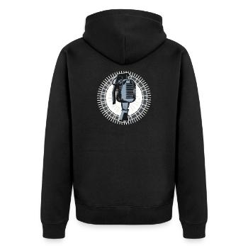 Battle Rap Microphone Granade - Unisex Premium Bio Zip Hoodie - Schwarz - Hinten - Nico (187cm)